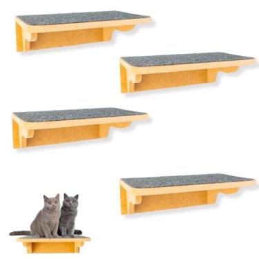 Imagem de Playground para Gatos 4Pçs Tam G Resistente Já Montado Com Kit Fixação e Seguro (CARPETE GRAFITE)