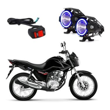 Imagem de Kit Led Farol Milha Moto Honda CG 150 START 2015 Angel Eye Azul U7 - L