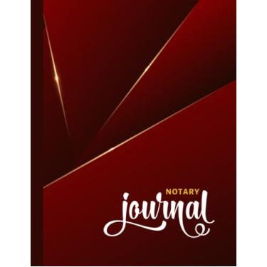 Imagem de Notary Journal: 8.5x11 Large Notarial Logbook/With 200 Numbered Pages - Two Record Logs Per Page / 400 Records/Ledger Book Gift For Signing Agents/Gold Red Burgundy - 3D Line Art