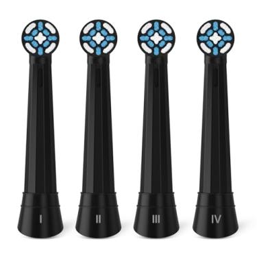 Imagem de 【Atualizado】 Substituição de cabeças de escova de dentes AmuLumon compatível com escova de dentes elétrica Oral B iO 3, 4, 5, 6, 7, 8, 9, 10 séries (preta, 4 pacotes)