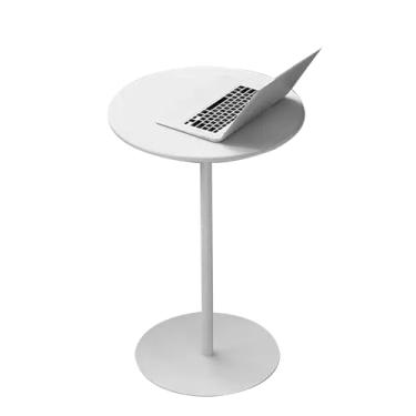 Imagem de Mesa de bar alta, mesa de bistrô, mesa lateral de ferro de metal, mesa de centro branca fosca, mesa de canto de formato redondo, mesa de bar de coquetel com base de metal, mesa de lazer moderna para