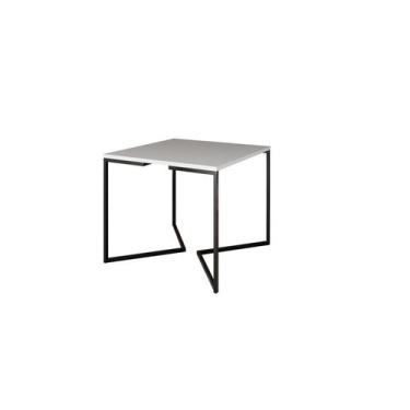 Imagem de Mesa Industrial Base De Ferro Preto em  V  Tampo 90x90 Branco - Impéri
