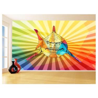 Imagem de Papel De Parede Animais Pop Art Tubarão Cores 3,5M Pxa549 - Você Decor