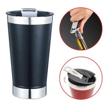 Imagem de Copo Térmico De Cerveja Aço Inox 473ml Com Tampa Copo Térmico Cerveja 