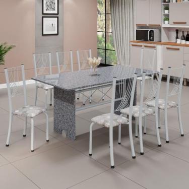 Imagem de Conjunto de Mesa Tampo de Granito Ocre com 8 Cadeiras Lorena Yescasa