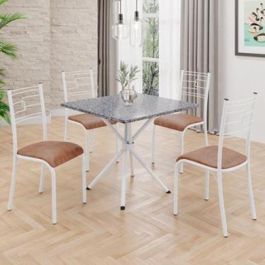 Imagem de Conjunto Sala de Jantar Mesa Quadrada 75x75cm Tampo Granito Ocre 4 Cad