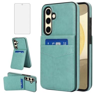 Imagem de Asuwish Capa de telefone para Samsung Galaxy S24 FE 5G com protetor de tela de vidro temperado e suporte para cartão de crédito capa carteira suporte acessórios de celular de couro S 24 EF S24FE 24S