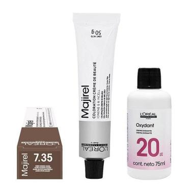 Imagem de Loreal Kit Coloração Majirel 7.35 Louro Dourado Acajou 50g +  Água Oxi