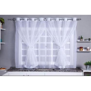Imagem de Cortina De Cozinha Branca De Voil Duplo + Laço Amarri - Pilli Enxovais