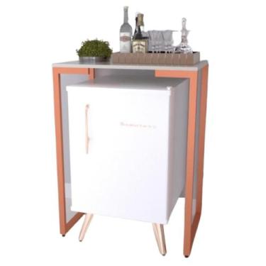 Imagem de Aparador Pés De Ferro Pequeno Com Tampo Madeira Frigobar Aparador de F