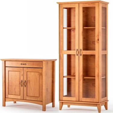 Imagem de Cristaleira 2 Pts Vidro Slim e Buffet Aparador 93 cm Bella - MPO Móvei