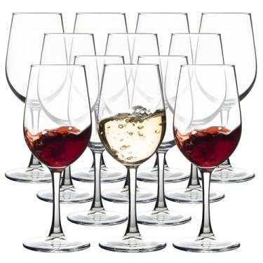 Imagem de Conjunto de 12 taças de vinho, 350 ml, conjunto de taças de vinho vermelhas/brancas, com haste transparente, adequadas para degustação de vinho, casamento, aniversário e casa