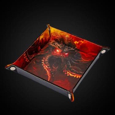 Imagem de KSNDie PU Leather Folding Dice Rolling Tray Mat, Octopus Monster D&D Dice Trays Portable Dice Rolling Tray for RPG Tabletop Board Games