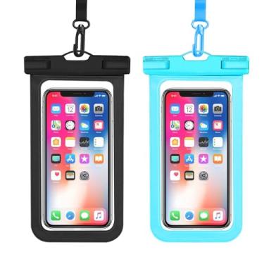 Imagem de OHIFAST Bolsa impermeável para celular, IPX8 à prova d'água para iPhone 15 14 13 Pro Max Plus Galaxy S22 S23 de até 7 polegadas, bolsa seca essencial para navio de cruzeiro na praia, pacote com 2