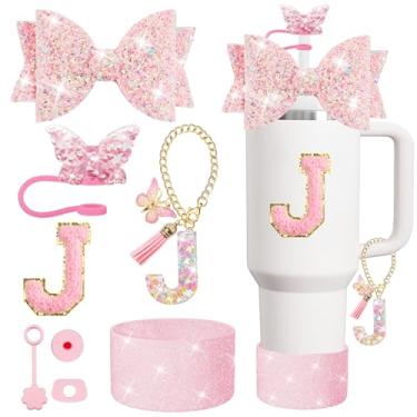 Imagem de XIANGYUAN Conjunto de acessórios de copo Stanley de 8 peças para copo Stanley Cup de 850 g 1,134 g com alça, incluindo tampa de palha e bota, tampa à prova de derramamento, pingente de alça, adesivo