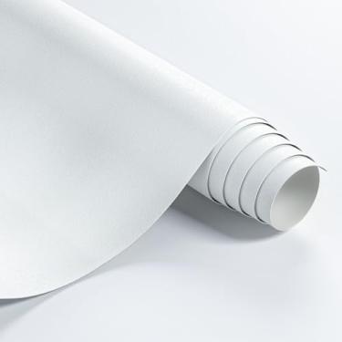 Imagem de Papel de parede branco liso Homease 61 x 497 cm de espessura, papel de parede decorativo para destacar e colar para prateleira, armário, mesa, porta de mesa, filme autoadesivo de vinil impermeável