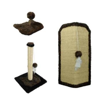 Imagem de Arranhador Gato Proteção Canto de Sofás Base Interno Brinquedo Bolinha