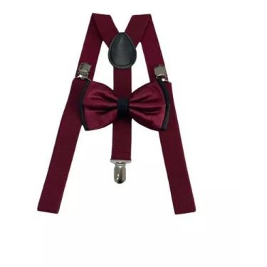 Imagem de Kit Suspensório Bordô + Gravata Borboleta Dupla Bordô Ref 244/249 - St