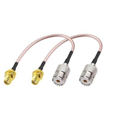 Imagem de Cabo de antena portátil DHT Electronics para Wouxun Baofeng Quasheng Linton – Adaptador para base UHF e antenas móveis – SMA fêmea para UHF SO-239 conectores fêmeas de 15 cm pacote com 2