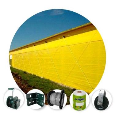 Imagem de Kit Lona Avícola Avíario Galinheiro Com Bainha 2,60x5 Amarela - Shoplo
