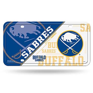 Imagem de Rico Industries Etiqueta automática de metal dividida NHL Buffalo Sabres 21,5 cm x 28 cm – ótima para caminhão/carro/SUV