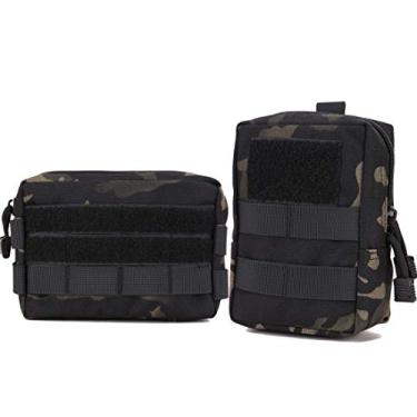 Imagem de Hoanan Molle Pouches, Tactical Admin Pouch Compact EDC Utility Gadget Gear Pouch Military Carry Accessory Belt Hanging Belt Bag (Multicam Black-11.4 cm (C) * 16.5 cm (A) + 17.8 cm (C) * 13.0 cm (A))