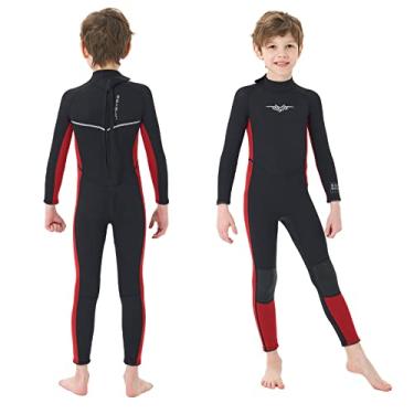Imagem de Traje de mergulho infantil Seaskin, wetsuit curto de 2 mm com zíper frontal, wetsuit longo de 3 mm com zíper traseiro, térmico, de neoprene, para aulas de mergulho, natação e surfe, unissex