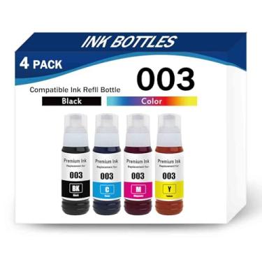 Imagem de Frascos de refil de tinta 003 compatíveis com frascos de tinta de alta capacidade para Epson L1110 L1210 L1216 L1250 L1256 L3100 L3101 L3106 L3110 L3115 L3116 L3150 L3151 L3151 3152 Impressora L3156