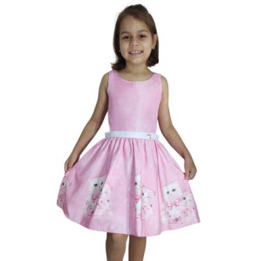 Imagem de Vestido Infantil de Festa Estampa de Gatinha Rosa - Katitus, 4