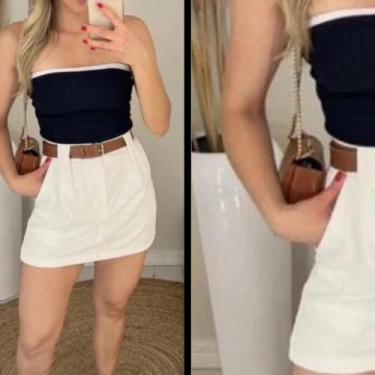 Imagem de Saia Shorts em Alfaiataria com Cinto - ESTILLOS MODAS, Branco, G