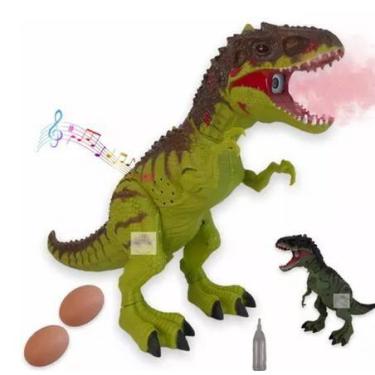 Imagem de Dinossauro Rex Brinquedo Anda Solta Fumaça Bota Ovo Luz Som - toy king