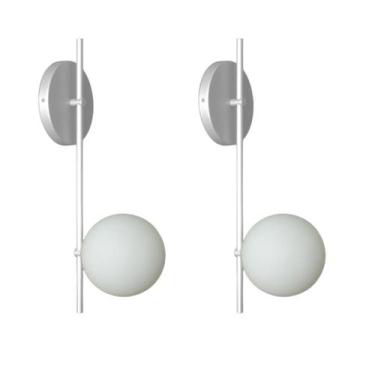 Imagem de Kit 2 Luminárias Arandelas Parede Globo 12 Moderno Prata - Arandela Gl