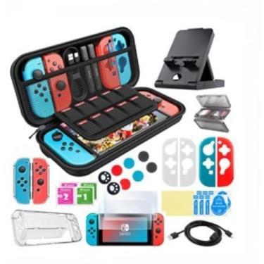 Imagem de Conjunto de acessórios Switch OLED 27 em 1 para Nintendo Switch OLED, kit de acessórios OLED atualizado 2024 com capa protetora OLED, estojo de transporte, protetor de tela OLED e mais (009 OLED)