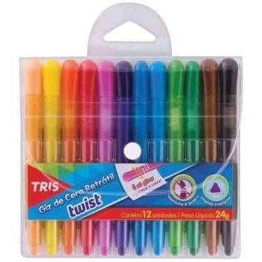Imagem de Giz de Cera Retrátil New Twist 12 Cores Tris (SKU 15238) - Tris Summit