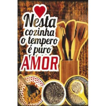 Imagem de Quadro Decorativo Frase Nesta Cozinha o Tempero 30x20 Mdf Madeira Ades