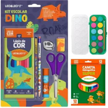 Imagem de Kit Escolar Volta As Aulas  Completo Com Lápis Apontador Tesoura Canet