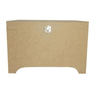 Imagem de Caixa Baú Grande com Fecho 30cm Mdf Madeira - ATACADÃO DO ARTESANATO M