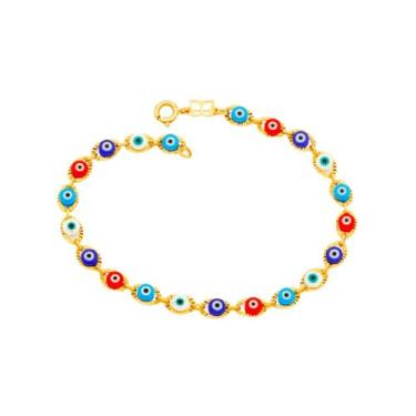 Imagem de Pulseira Rommanel Feminina Trabalhadas Folheado a Ouro 18k Olho Grego