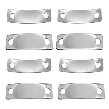 Imagem de mollensiuer 20 peças de aço inoxidável curvado retângulo carimbado em branco etiqueta pingentes pulseira elos conectores em branco ligando pingentes com dois furos para pulseira colar fabricação de