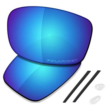 Imagem de SAUCER Lentes de substituição premium e kits de borracha para óculos de sol Oakley Gauge 8 L OO4124-62 mm High Defense - Azul Glacier Polarizado
