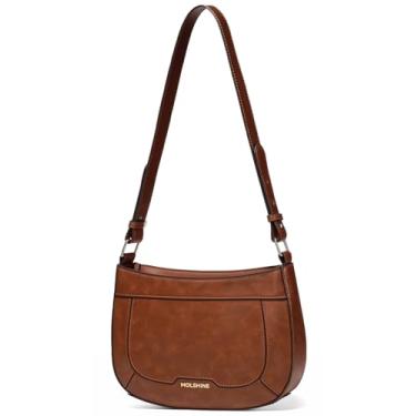 Imagem de molshine Bolsas de ombro pequenas, bolsa acolchoada crescente, bolsa clutch de festa para mulheres modelo DLK0062, Marrom