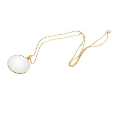 Imagem de Lupa Monocle Colar Lupa Jóias 5x Lente de Vidro de Potência para Amadores Joalheiros Ouro Prata (Redondo)