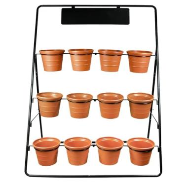 Imagem de Sunnyglade Suporte de Planta de Metal de 3 Camadas, Suporte para Vários Vasos de Flores, Prateleira, Escada, Prateleira de Exposição de Plantas com 12 Vasos para Pátio Interno Externo, Jardim, Canto,