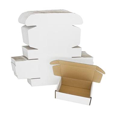 Imagem de ELAZEKES Caixa de Remessa 6X4X2, Pequenas Caixas de Correio, Caixa de Papelão Ondulado Branca para Pequenas Empresas, Embalagem Plana e Barata, Embalagem Leve para Joias, Presentes (6"X4"X2", Branco)