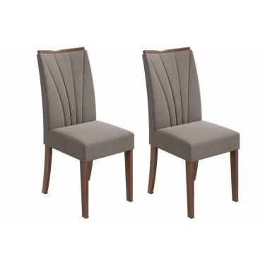 Imagem de Cadeira Sala de Jantar Apogeu Kit 2 Un Amendoa Clean/Veludo Naturale Creme - Lopas