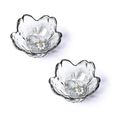 Imagem de Koythin Bandeja de joias de vidro de 2 peças, mini anel para colar, brinco, pulseira, bandeja fofa para noivado, banheiro, decoração de quarto floral de cristal para mulheres, meninas e mães (cinza)