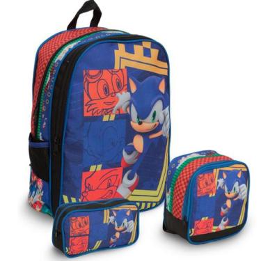 Imagem de Kit Mochila Escolar Infantil Sonic Costas Volta As Aulas - Plike