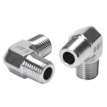 Imagem de DERPIPE Cotovelo de rua de 90 graus - 1/10.2 cm NPT macho para 1/10.2 cm NPT macho aço inoxidável 304 forjado Barstock Street Elbow adaptador encaixe de tubulação (pacote com 2)
