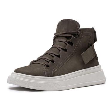 Imagem de Tênis Confortável Cano Alto Até 46 Albus Avalon em Couro, Marrom, 39