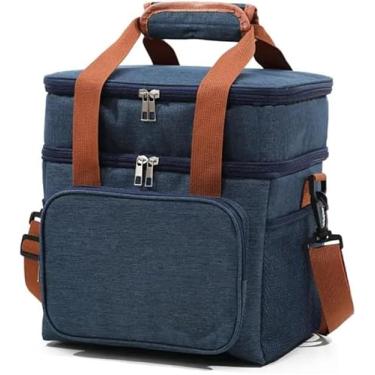 Imagem de Bolsa Termica Marmita Lancheira Grande Alça Ombro Trabalho Passeio Academia Dois Andares -Lene (Bolça Termica Azul)